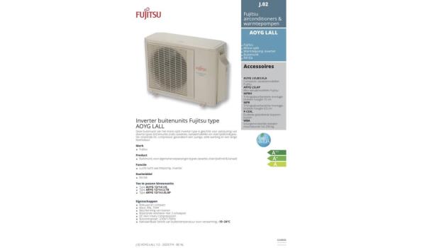 Airconditioner fabr. Fujitsu type AOYG12LALL/1RYG12LLTB. Split system Airconditioner fabr. Fujitsu.Type buitenunit AOYG12LALL. Type binnenunit ARYG12LLTB